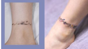 Fancy Permanent Anklet Name Tattoo